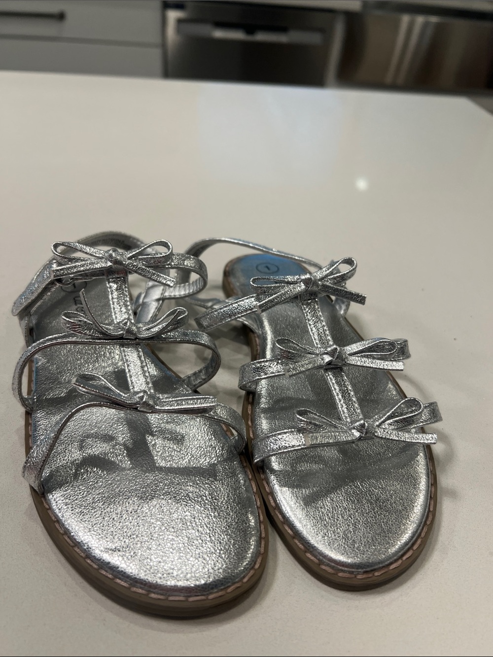 Cat & Jack Silver Bow Strap Sandals for Kids